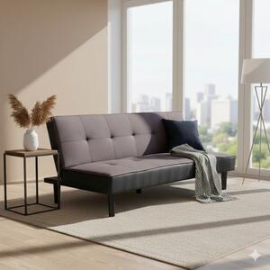 DecHome Divano Letto Clic-Clac 3 Posti Moderno in Tessuto Dimensioni 180x86x78 cm colore Antracite - Amelia