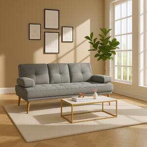 DecHome Divano Letto Clic-Clac 3 Posti Scandinavo in Tessuto effetto Lino Dimensioni 181x77x78 cm colore Grigio