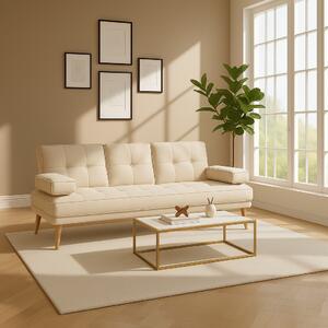 DecHome Divano Letto Clic-Clac 3 Posti Scandinavo in Tessuto effetto Lino Dimensioni 181x77x78 cm colore Beige