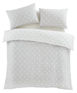 Set copripiumino e federa bianco e grigio in flanella per letto singolo 135x200 cm Polka Dot – Catherine Lansfield