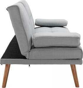 DecHome Divano Letto Clic-Clac 3 Posti Scandinavo in Tessuto effetto Lino Dimensioni 181x77x78 cm colore Grigio Chiaro