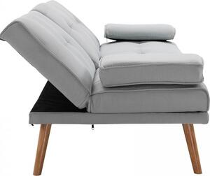 DecHome Divano Letto Clic-Clac 3 Posti Scandinavo in Tessuto effetto Lino Dimensioni 181x77x78 cm colore Grigio Chiaro