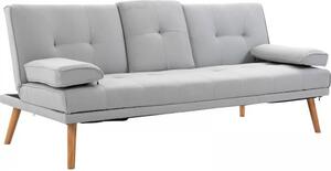 DecHome Divano Letto Clic-Clac 3 Posti Scandinavo in Tessuto effetto Lino Dimensioni 181x77x78 cm colore Grigio Chiaro
