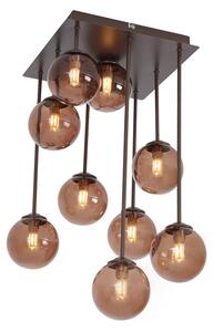 Plafoniera di design bronzo con vetro bronzo 9 luci - Athens