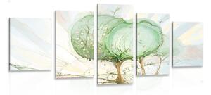 Quadri 5 pezzi – Alberi su campo pastello