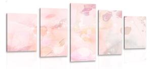 Quadri 5 pezzi – Foglie con tocco pastello