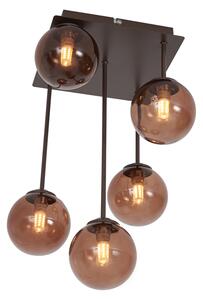 Plafoniera di design bronzo con vetro bronzo 5 luci - Athens