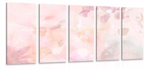 Quadri 5 pezzi – Foglie autunnali in sfumature rosa