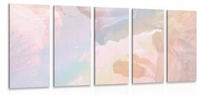 Quadri 5 pezzi – Riflesso di foglie pastello