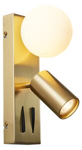 Lampada da parete moderna in ottone a 2 luci regolabile con porta USB-C - Lesly