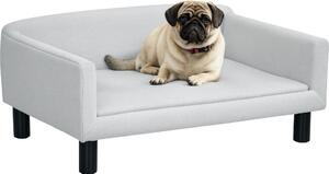 AllMyPets Divano per Cani Taglia Media e Piccola Vellutato con Cuscino, Braccioli e Schienale 82x54x36 cm colore Grigio Chiaro - L437149