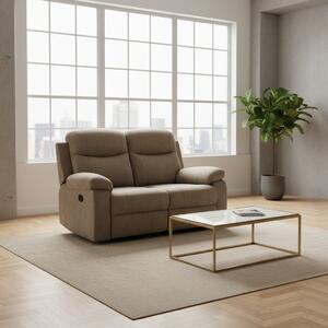 DecHome Divano Relax 2 Posti Moderno Schienale Reclinabile Poggiapiedi estraibile Meccanismo Manuale in Tessuto Dimensioni 154x100x90 cm colore Cap