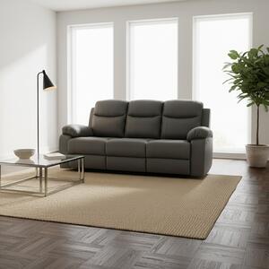 DecHome Divano Relax 3 Posti Moderno Schienale Reclinabile Poggiapiedi estraibile Meccanismo Manuale in Ecopelle Dimensioni 211x100x90 cm colore Gr