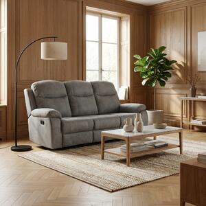 DecHome Divano Relax 3 Posti Moderno Schienale Reclinabile Poggiapiedi estraibile Meccanismo Manuale in Tessuto Dimensioni 211x100x90 cm colore Gri