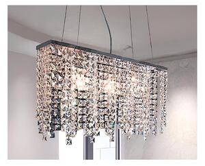 MESSICO LAMPADARIO RETTANGOLARE 63X15 CM CON PENDAGLIERIA IN CRISTALLO E MONTATURA CROMO