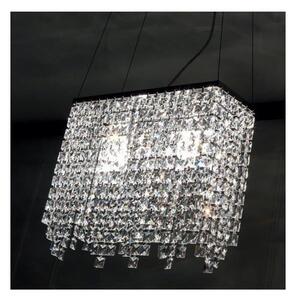 MESSICO LAMPADARIO SOSPENSIONE RETTANGOLARE CROMATA CON PENDAGLI IN CRISTALLO