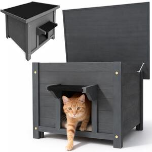 Cuccia per Animali Domestici 60x58x47cm con Tetto Apribile in Legno Grigio