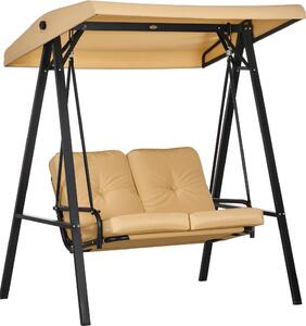 VivaGarden Dondolo da Giardino 2 Posti con Tettuccio Parasole in Acciaio/Poliestere Dimensioni 138x106x174 cm colore Beige