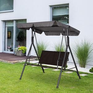 VivaGarden Dondolo da Giardino 2 Posti con Tettuccio Parasole in Acciaio/Poliestere Dimensioni 140x110x151 cm colore Marrone e Grigio