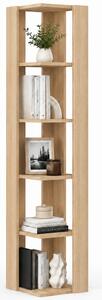 Libreria Angolare 34x34x161 cm Scaffale Salvaspazio 5 Ripiani in Legno Quercia
