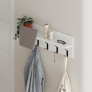 Mensola Appendiabiti da Parete 74x15,7x26 cm Attaccapanni Bianco e Beige Chiaro