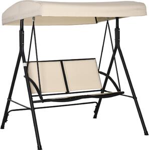 VivaGarden Dondolo da Giardino 2 Posti con Tettuccio Parasole in Acciaio/Poliestere Dimensioni 140x118x162 cm colore Beige
