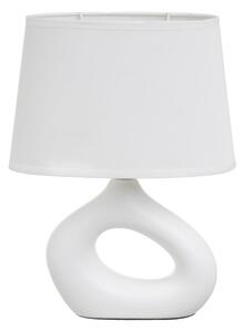 Lampada da tavolo in ceramica bianca con paralume in tessuto (altezza 30 cm) - Casa Selección
