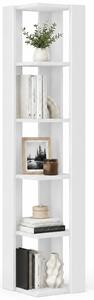 Libreria Angolare 34x34x161 cm Scaffale Salvaspazio 5 Ripiani in Legno Bianco