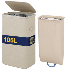 Cesto Biancheria Sporca 42x32x67 cm Sacco Estraibile Portabiancheria 105L Beige