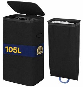 Cesto Biancheria Sporca 42x32x67cm Sacco Estraibile Portabiancheria 105L Nero