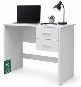Scrivania da Ufficio Salvaspazio 90x48x75 cm con Cassetti in Melamina Bianco