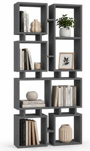 Libreria Moderna 4 Ripiani 79x24x166,5cm Scaffalatura Design Geometrico Antracite