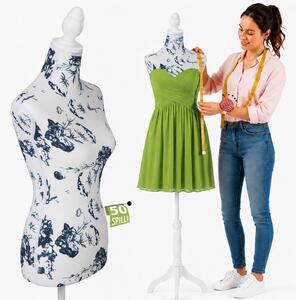 Manichino Sartoriale Femminile con 50 Spilli Modello Capri Sartoria Donna in Schiuma PE Bianco e Blu