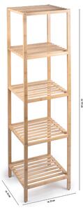 Scaffale a Colonna da Bagno 32x33x141 cm Armadio Organizer a 5 Ripiani in Legno Bambù