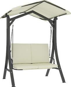 VivaGarden Dondolo da Giardino 2 Posti con Tettuccio Parasole in Metallo/Poliestere Dimensioni 150x120x182 cm colore Crema