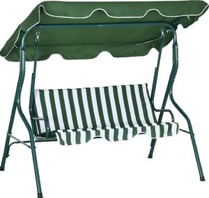 VivaGarden Dondolo da Giardino 3 Posti con Tettuccio Parasole in Acciaio/Poliestere Dimensioni 170x110x153 cm colore Verde/Bianco