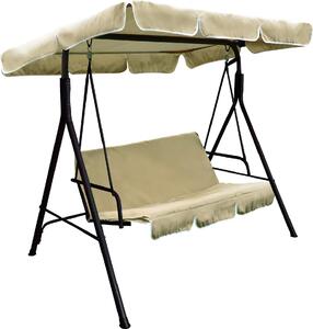 VivaGarden Dondolo da Giardino 3 Posti con Tettuccio Parasole in Acciaio/Poliestere Dimensioni 170x115x153 cm colore Marrone
