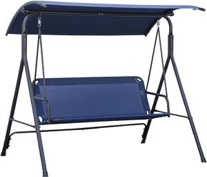 VivaGarden Dondolo da Giardino 3 Posti con Tettuccio Parasole in Acciaio/Poliestere Dimensioni 172x110x153 cm colore Blu Scuro