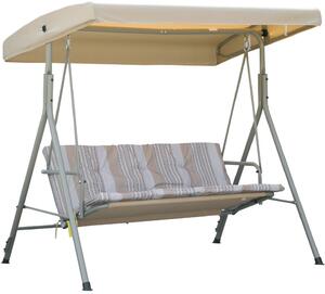 VivaGarden Dondolo da Giardino 3 Posti con Tettuccio Parasole in Acciaio/Poliestere Dimensioni 172x110x156 cm colore Marrone/Beige
