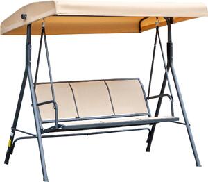 VivaGarden Dondolo da Giardino 3 Posti con Tettuccio Parasole in Acciaio/Poliestere Dimensioni 175x118x159 cm colore Beige
