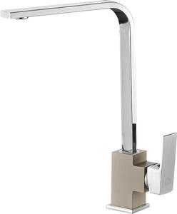 Kvadrato Chrome Beige Laveo Miscelatore per lavello con bocca a L