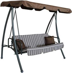 VivaGarden Dondolo da Giardino 3 Posti con Tettuccio Parasole in Acciaio/Poliestere Dimensioni 208x116x168 cm colore Marrone