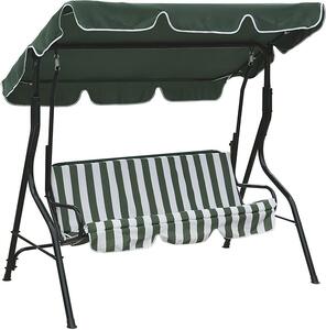 Galileo Dondolo da Giardino 3 Posti con Tettuccio Parasole in Metallo Dimensioni 170x110x160 cm colore Verde/Bianco/Nero