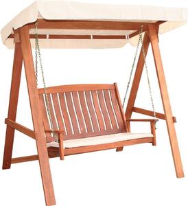 VivaGarden Dondolo da Giardino 3 Posti con Tettuccio Parasole in Legno Dimensioni 166x123x164 cm colore Legno
