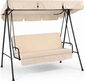 VivaGarden Dondolo da Giardino 3 Posti con Tettuccio Parasole in Metallo colore Beige - Twist