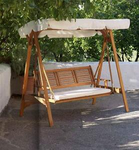 VivaGarden Dondolo da Giardino 3 Posti con Tettuccio Parasole in Legno Dimensioni 206x130x200 cm colore Marrone
