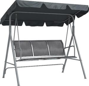 VivaGarden Dondolo da Giardino 3 Posti con Tettuccio Parasole in Metallo Dimensioni 171x108x154 cm colore Grigio Scuro