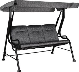VivaGarden Dondolo da Giardino 3 Posti con Tettuccio Parasole in Metallo Dimensioni 200x120x170 cm colore Nero