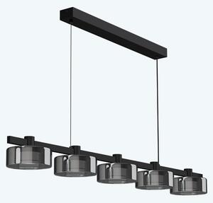 Doporro Lampadario a Sospensione 5W*5, 118.5 cm, Metallo Base, Lunghezza Filo 100 cm, Altezza regolabile, Lampada da Soffitto a Sospensione per Camera da Letto e Soggiorno, Nero, Alivetta