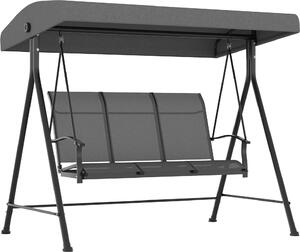 VivaGarden Dondolo da Giardino 3 Posti con Tettuccio Parasole in Metallo/Poliestere Dimensioni 195x118x170 cm colore Grigio Scuro